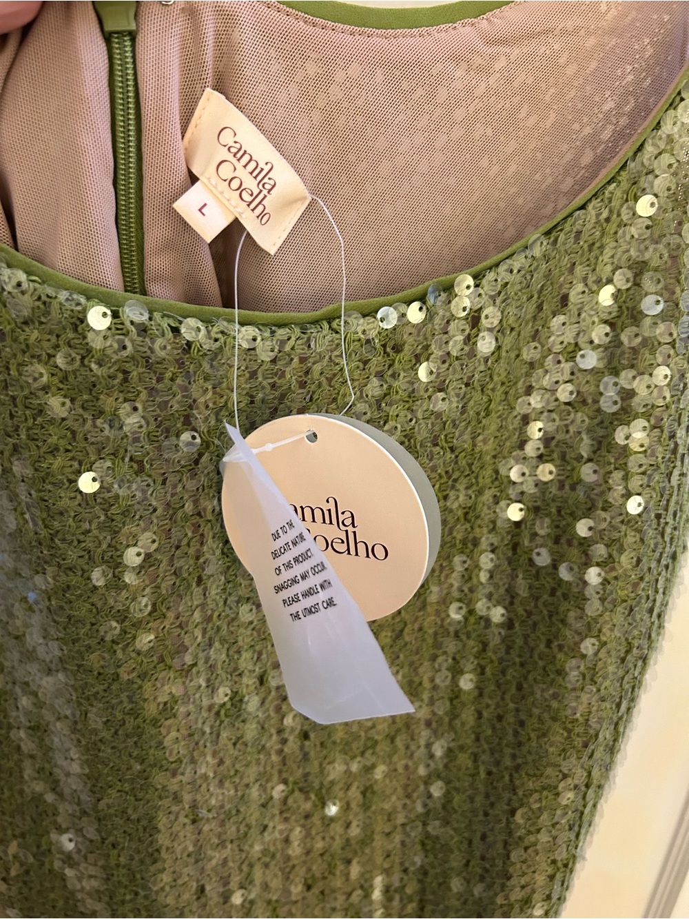 Revolve x Camila Coelho Energia Sequin Mini Dress in Island Green NWT Sz L - Picture 6 of 7